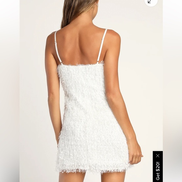 Lulus white feather fringe mini dress size xs homecoming party dress - Picture 8 of 9